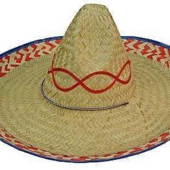 3 for $20 Mexican palm straw Sombrero, multi-colored hat, with chin strap. - Picture 5 of 5